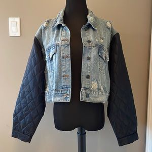 Cropped, Distressed with Quilted Arms